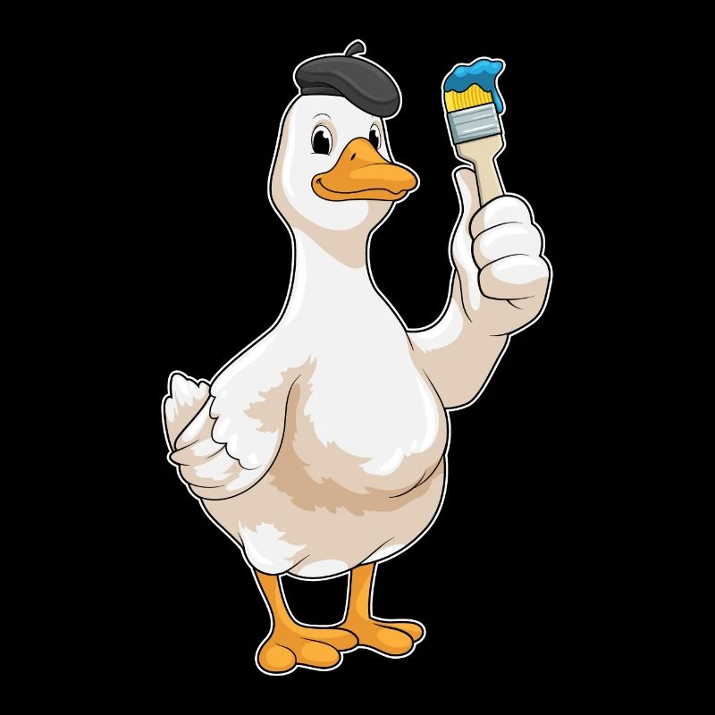 Ente als Maler mit Pinsel