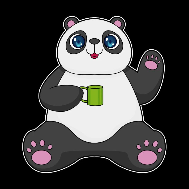 Panda with coffee mug