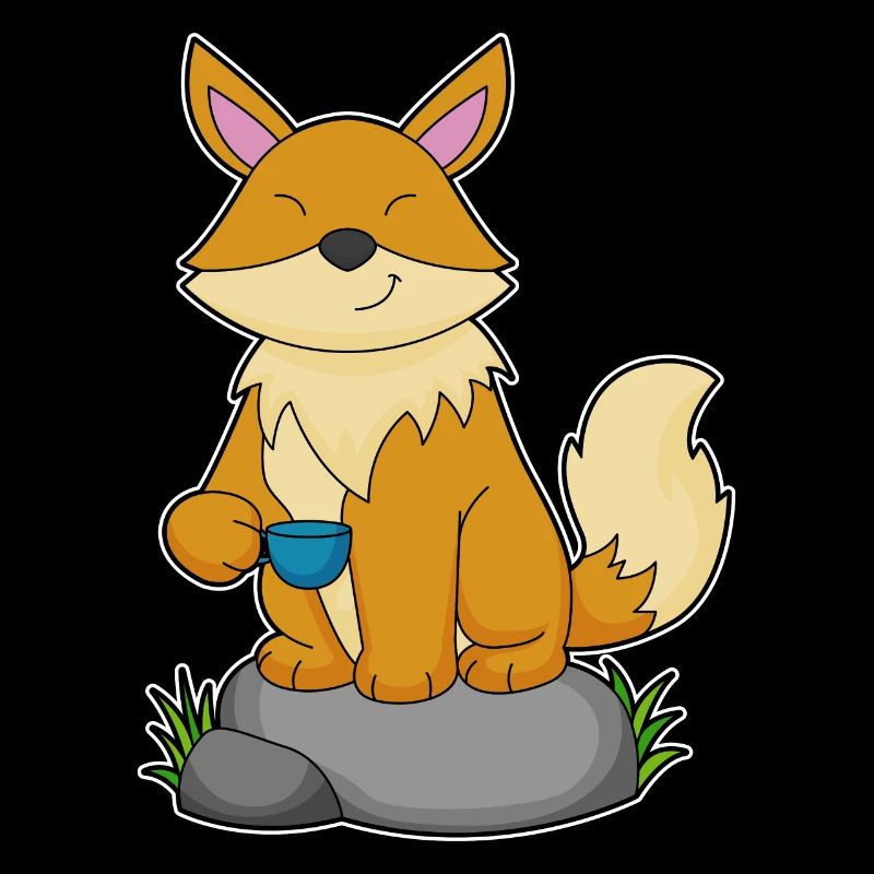 Renard avec tasse à café