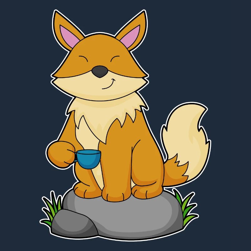 Fuchs mit Kaffeetasse