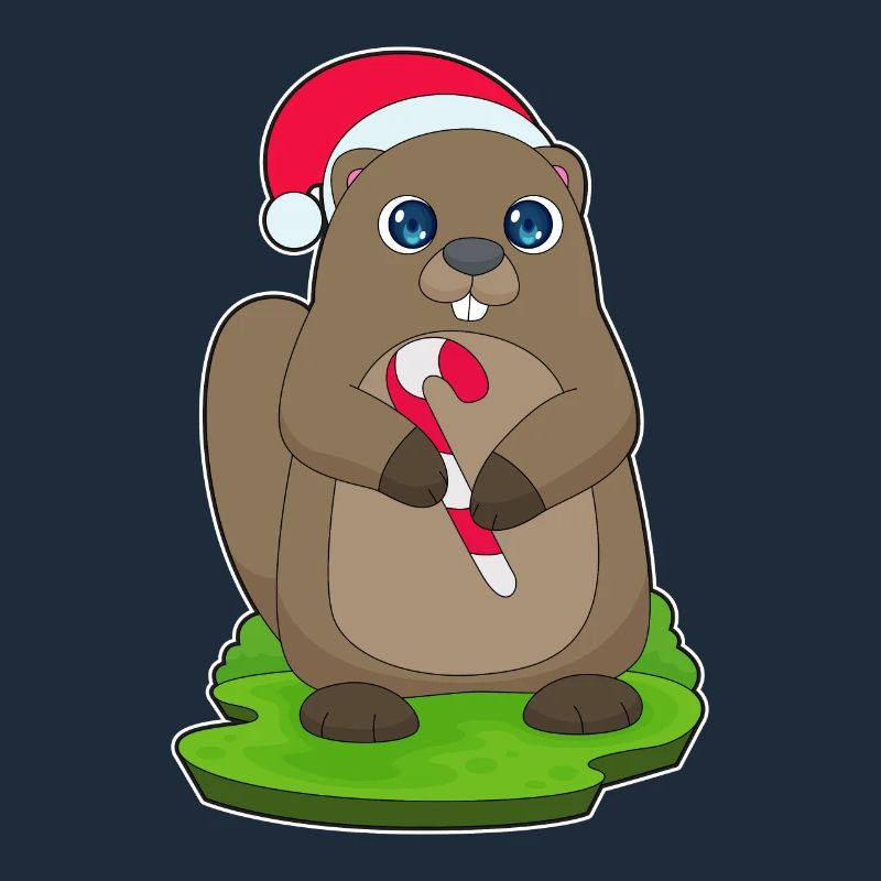 Beaver Christmas Candy Cane