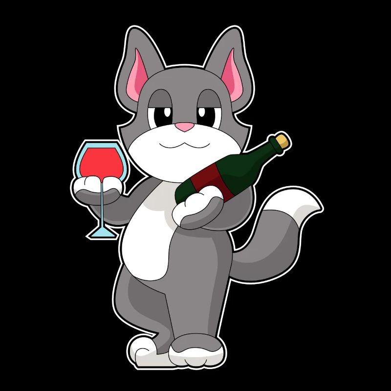 Bouteille de vin rouge pour chat