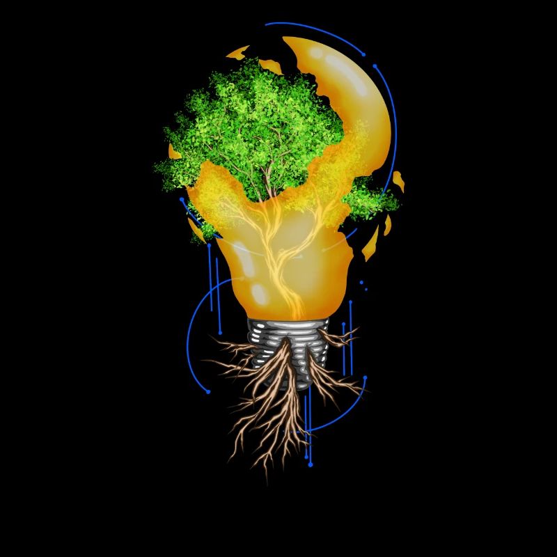 Tree in broken lightbulb