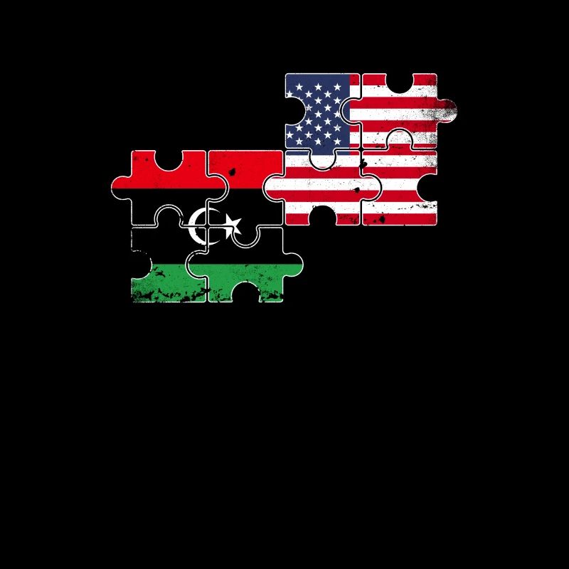 Libya USA Vintage Flag American Libyan