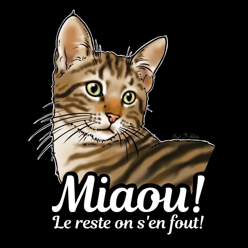Chat tigré miaou (texte blanc)