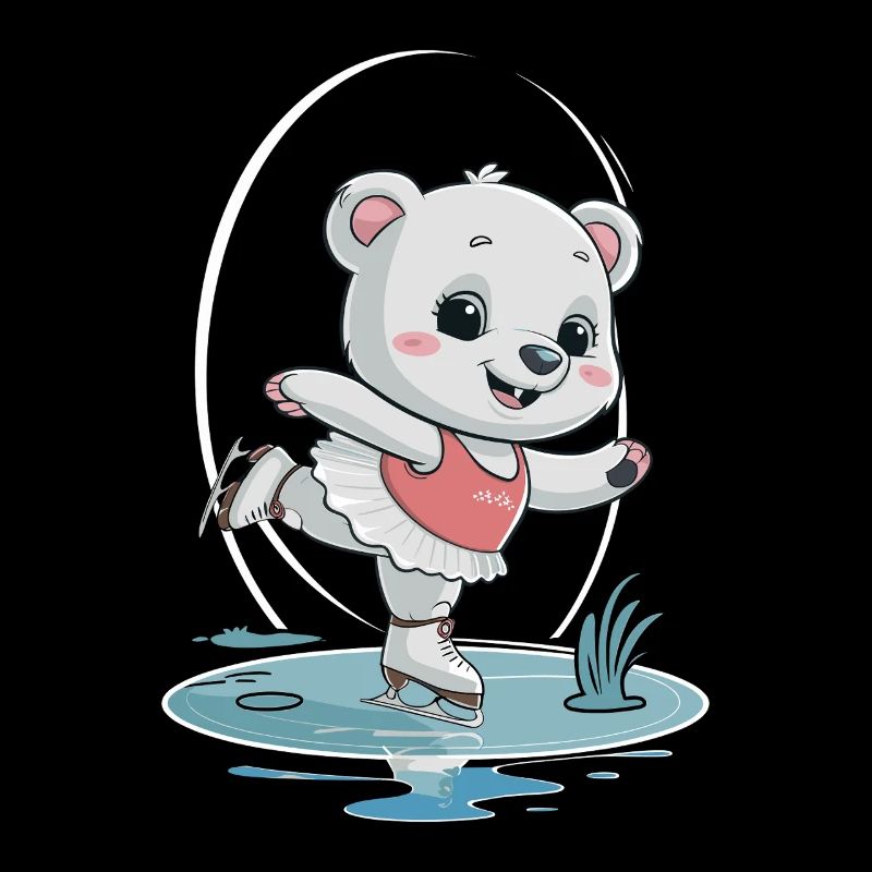 Cute polar bear on skates