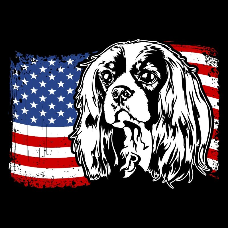 Cavalier King Charles Spaniel US America Flag