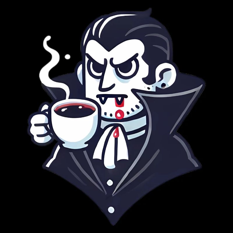 Dracula Coffee Time Cartoon Design