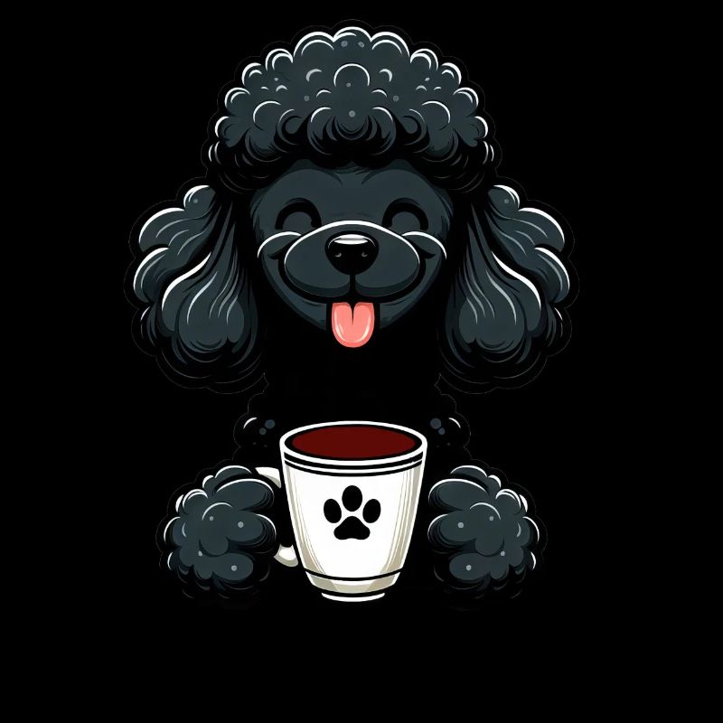 Poodle loves black coffee "I like it black"