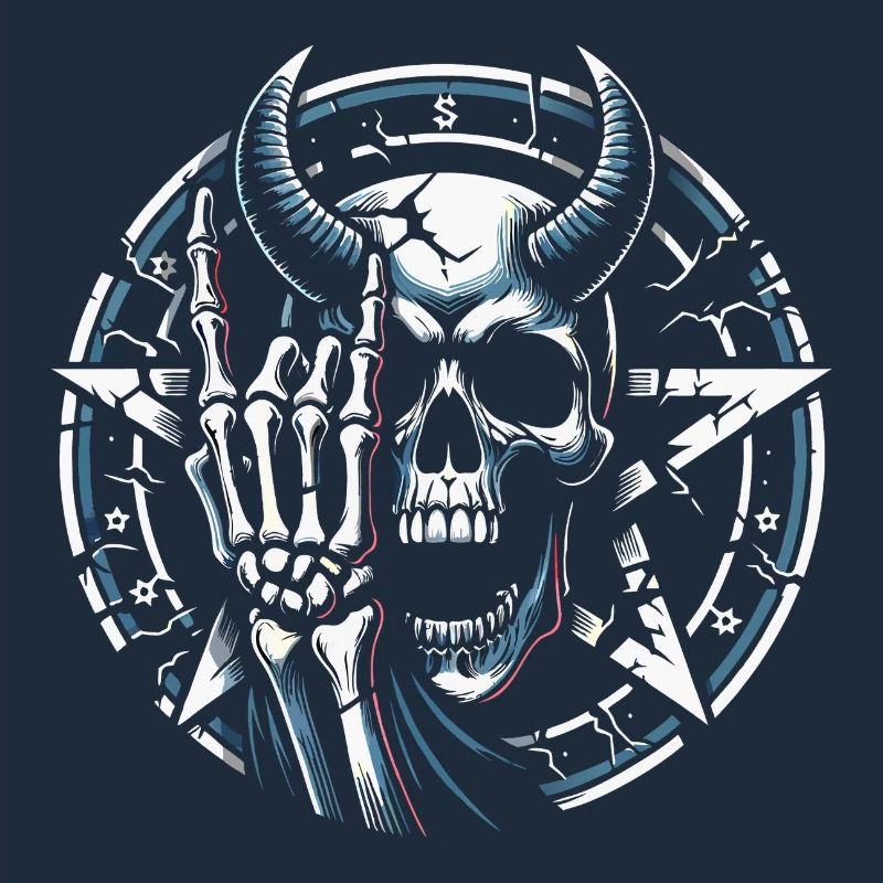 Crâne avec des cornes pentagramme fait des cornes de diable