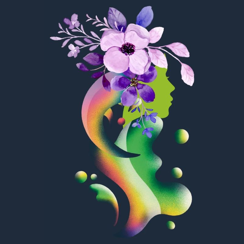 Ein Mädchen mit Blumen Schwebendes Mädchen