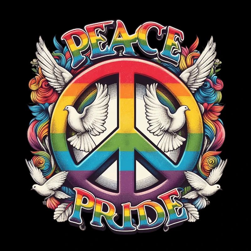 Peace Love Pride Rainbow Design