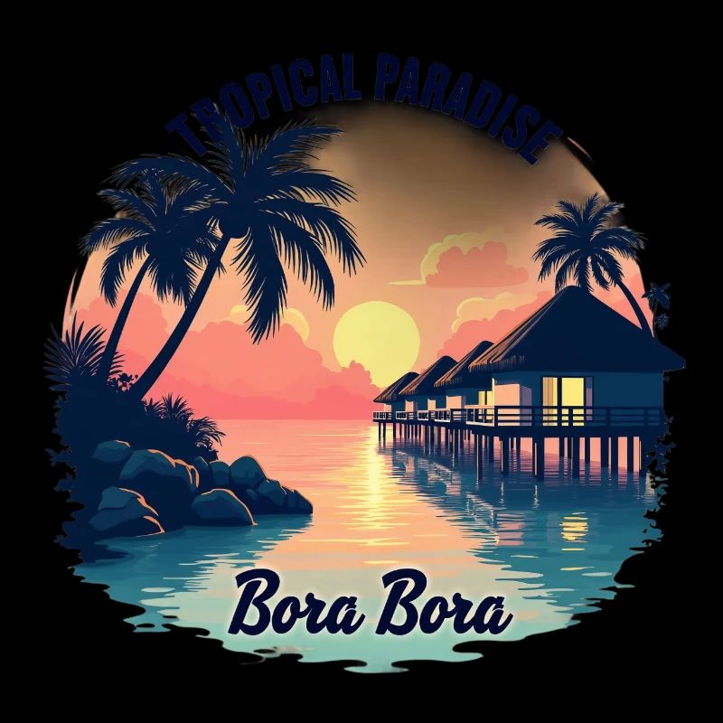 Tropical Paradise Bora Bora Sunset by the Beach