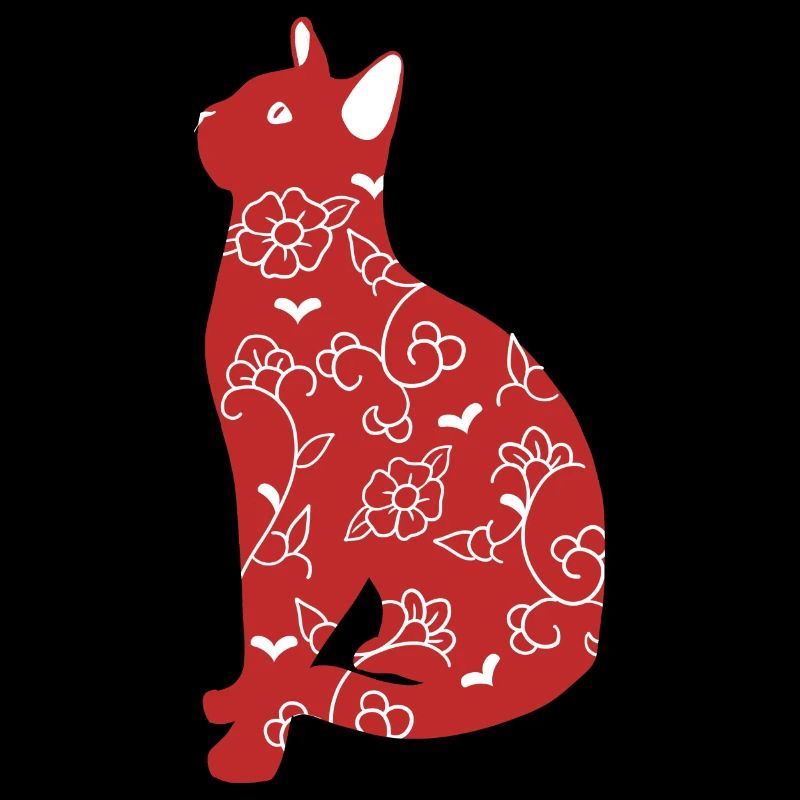 chat rouge chinoiseries