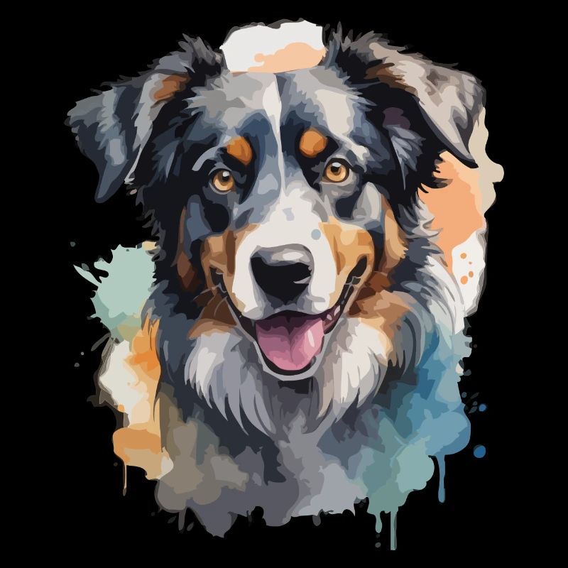 Australian Shepherd Dog Cool Color Explosion
