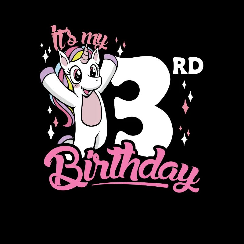 3rd Birthday Kids Unicorn Toodler Three