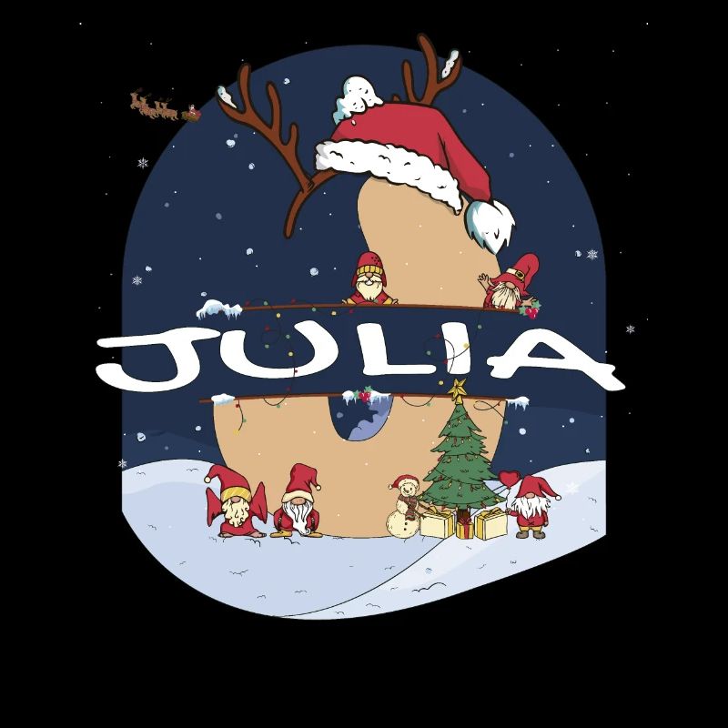 Awesome Julia Name w Santa Hat in Xmas Theme