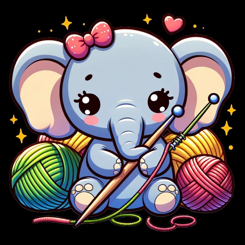 Elephant Knitting Snuggly Elephant Apparel Art