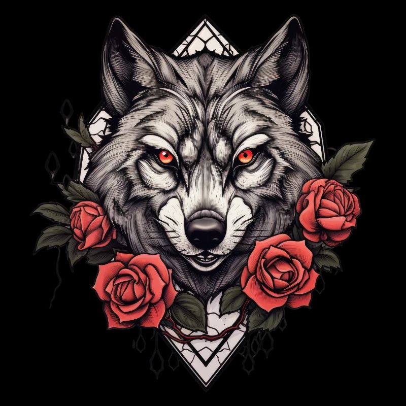 Illustration gothique de la faune avec des Fleurs audacieuses