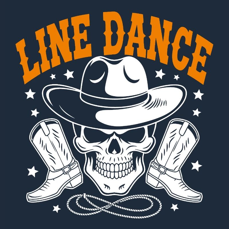Line Dance Skull mit Stetson und Boots und Lasso