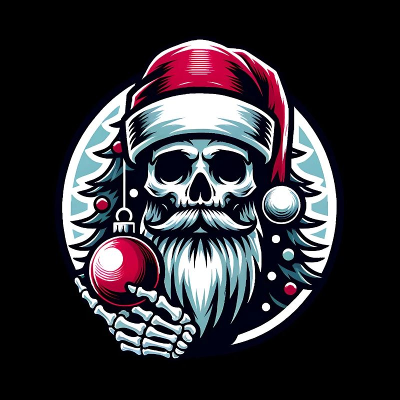 Weihnachtsmann Skull mit Christbaumkugel
