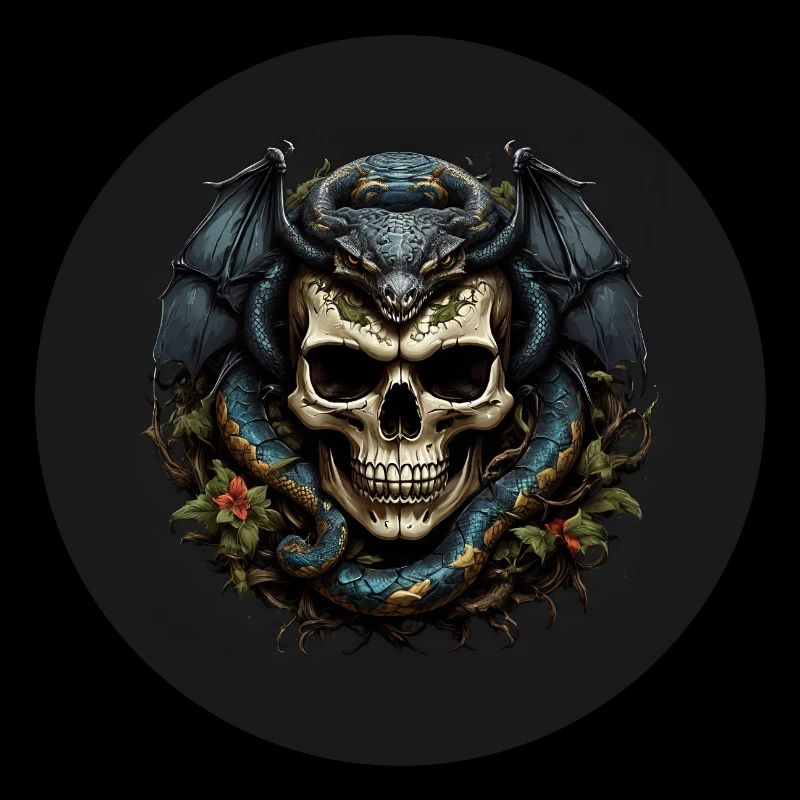 Dekorativer Schädel mit Schlangen