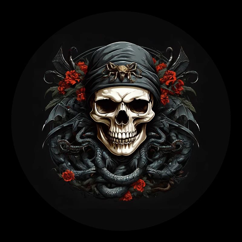 Decorative skull with snakes