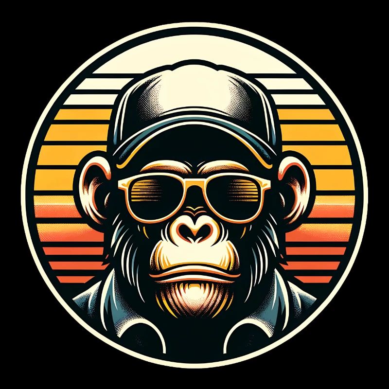 Chimpanzé cool avec lunettes de soleil et casquette de baseball