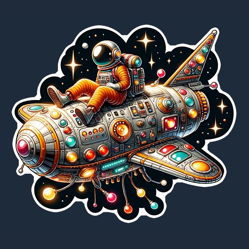 Imaginative whimsical spaceship with astronaut