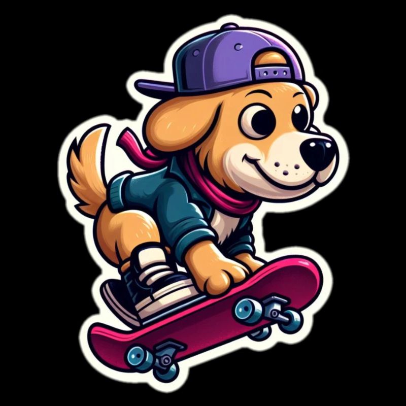 Chien mignon sur planche à roulettes