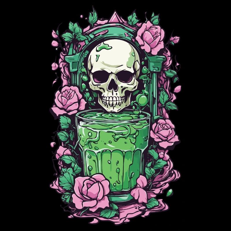 Gothic Skull with Poison Cocktail Halloween Design