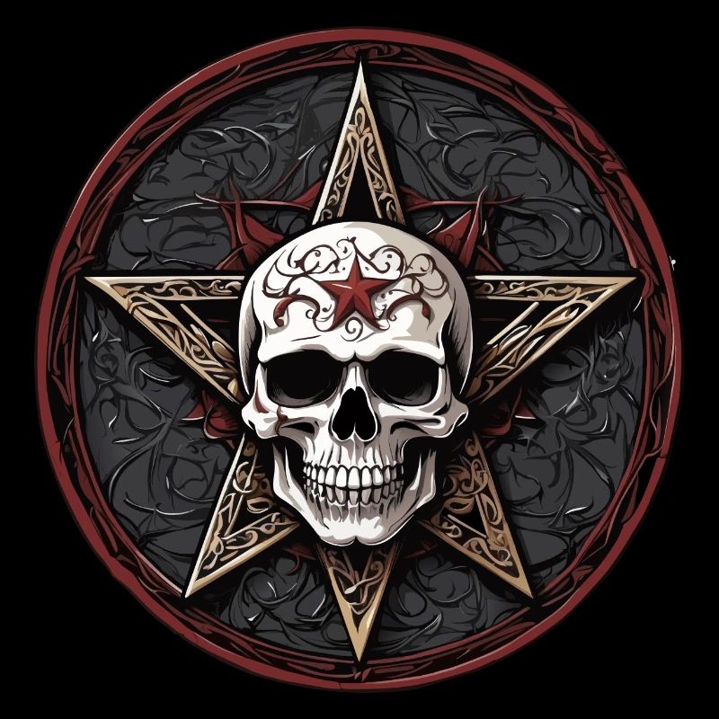 Crâne avec pentagramme de style gothique