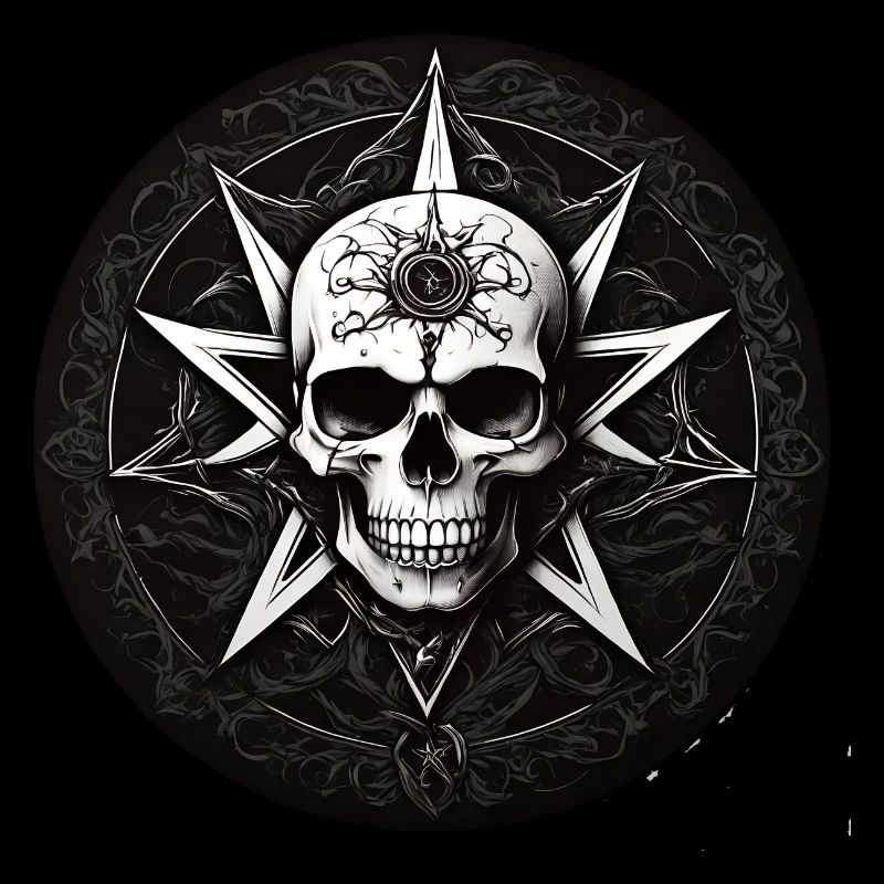 Embellished skull black and white in gothic style