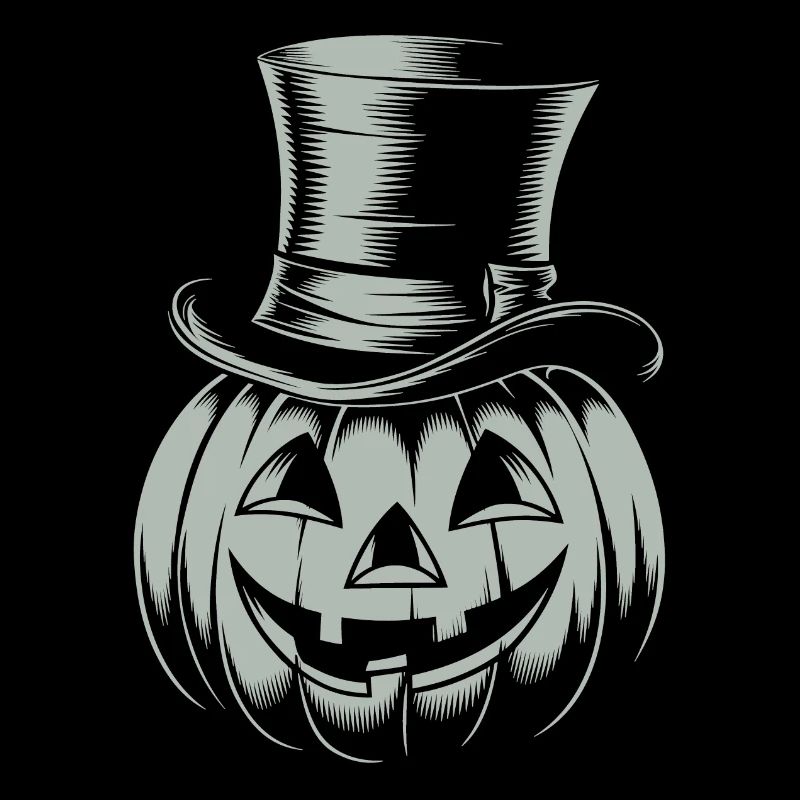 Halloween pumpkin with top hat line drawing