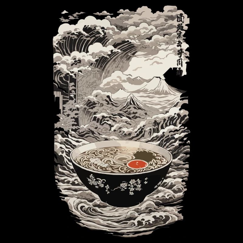Ramen Ukiyo-e Kanji Retro Aesthetic Artwork