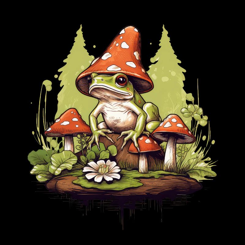 Champignon cottagecore grenouille
