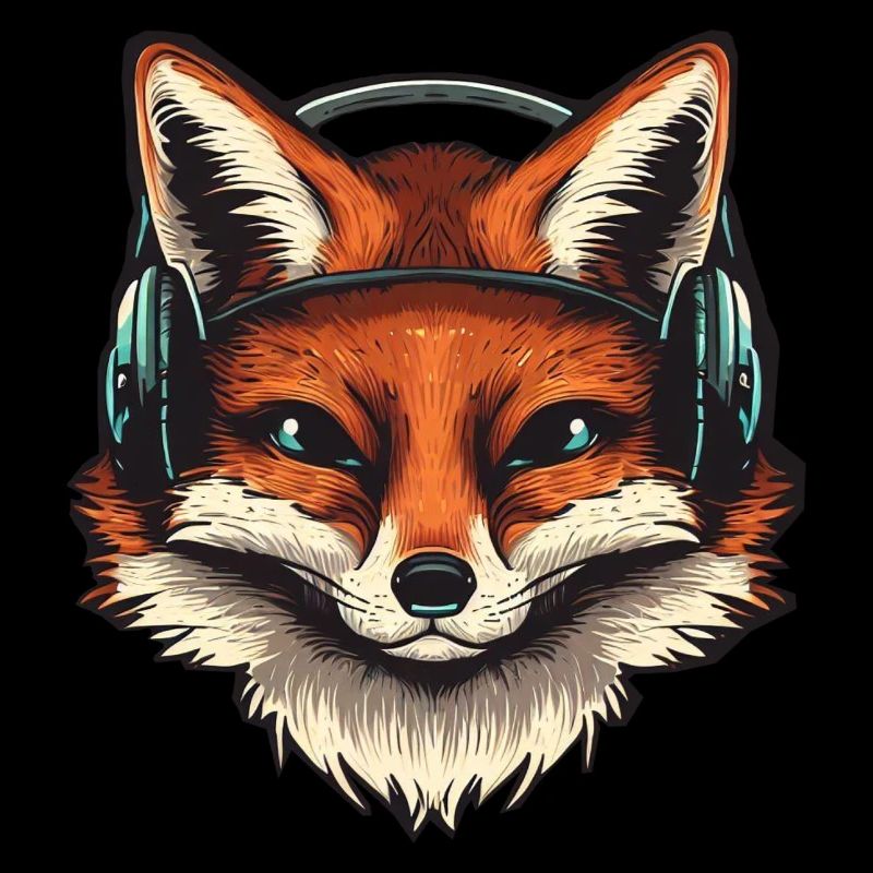 Fuchs mit Kopfhörern