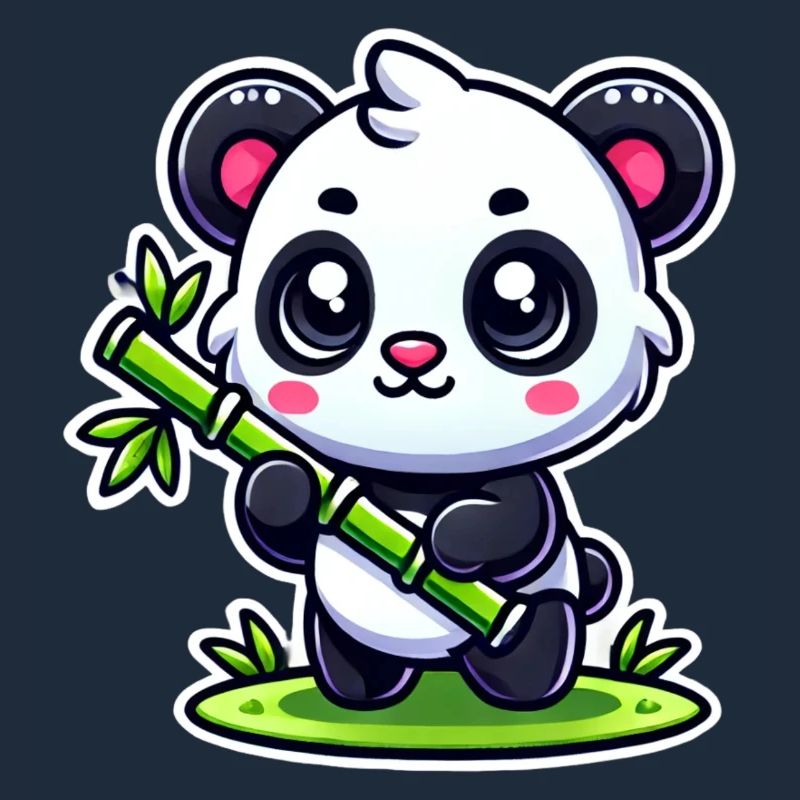 Panda mignon avec bambou