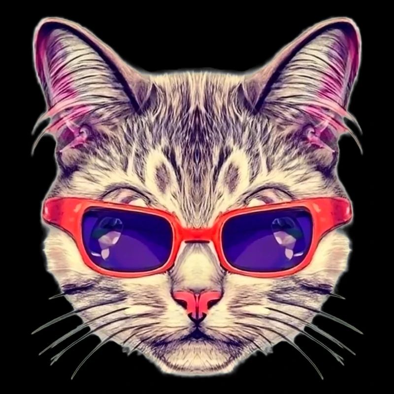 Edle Katze mit roter Sonnenbrille