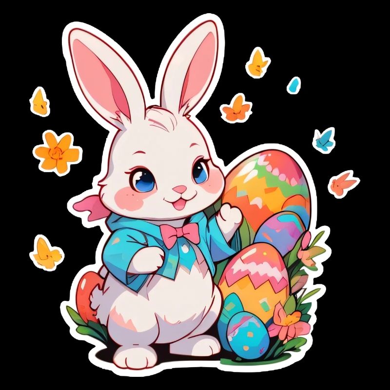 Lapin de Pâques avec plusieurs œufs
