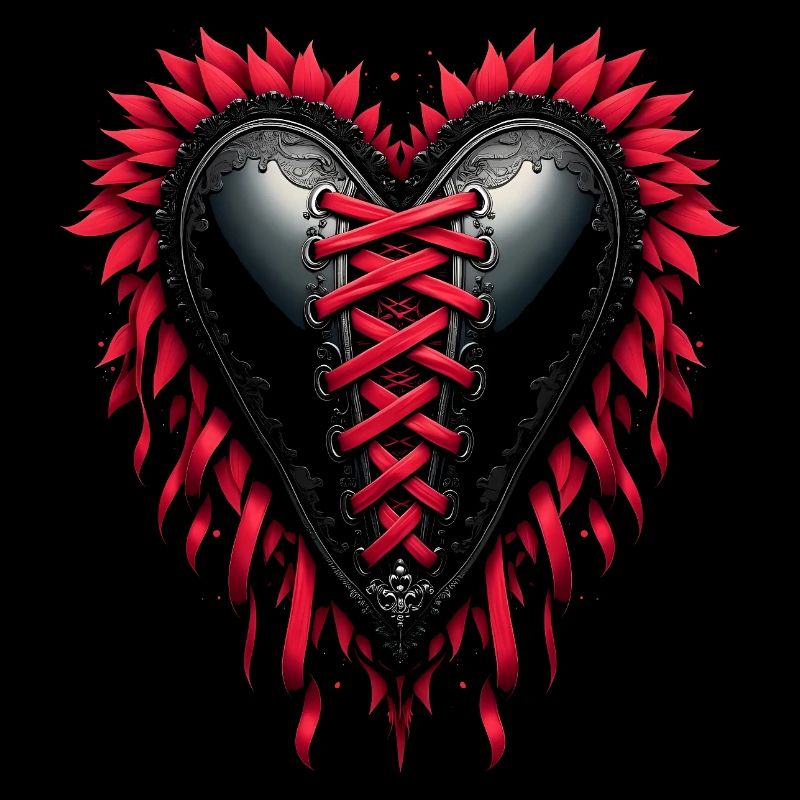 Coeur Corset Gothique Saint Valentin Occulte Goth