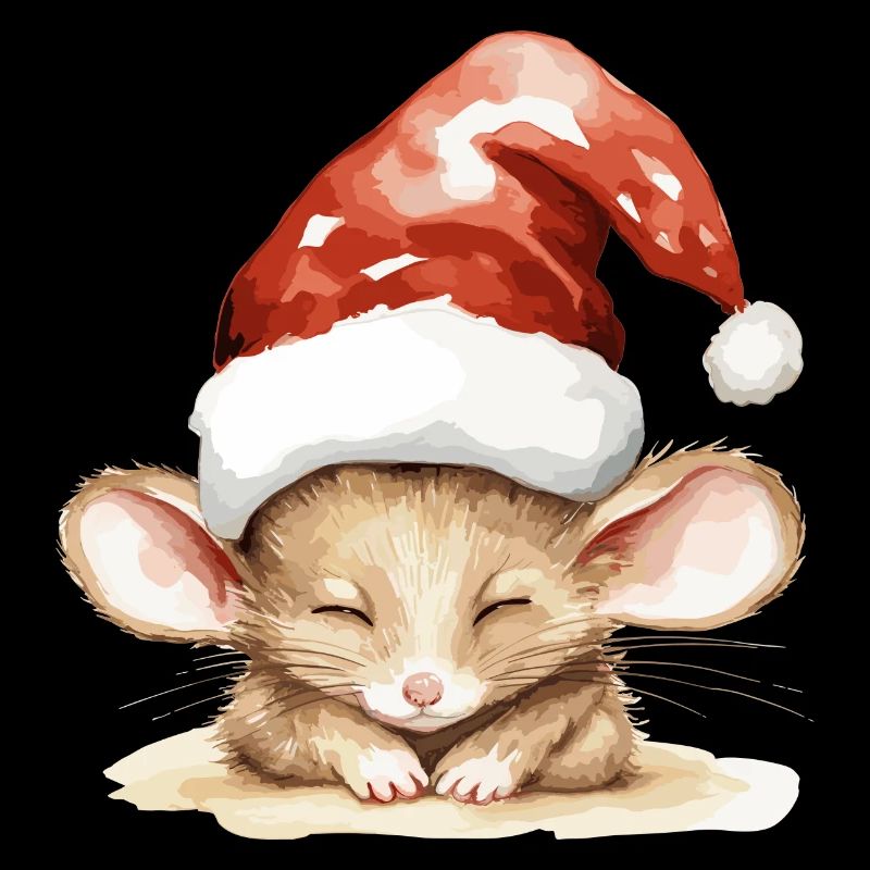 Mouse in a cuddly Christmas hat