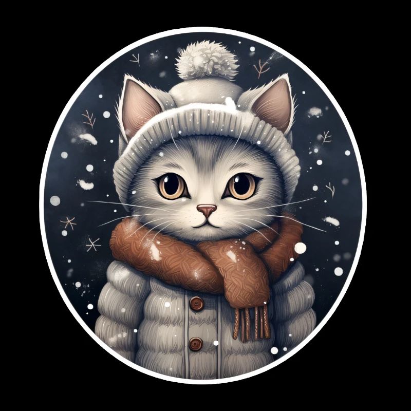 Chat avec chapeau, écharpe et veste d’hiver