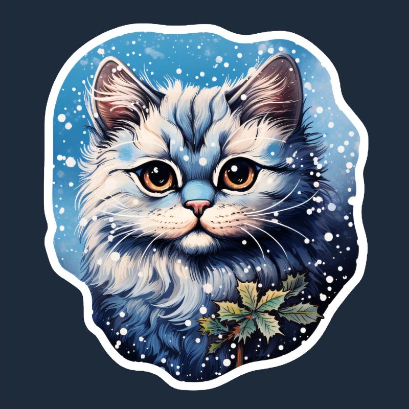 Chat dans les chutes de neige