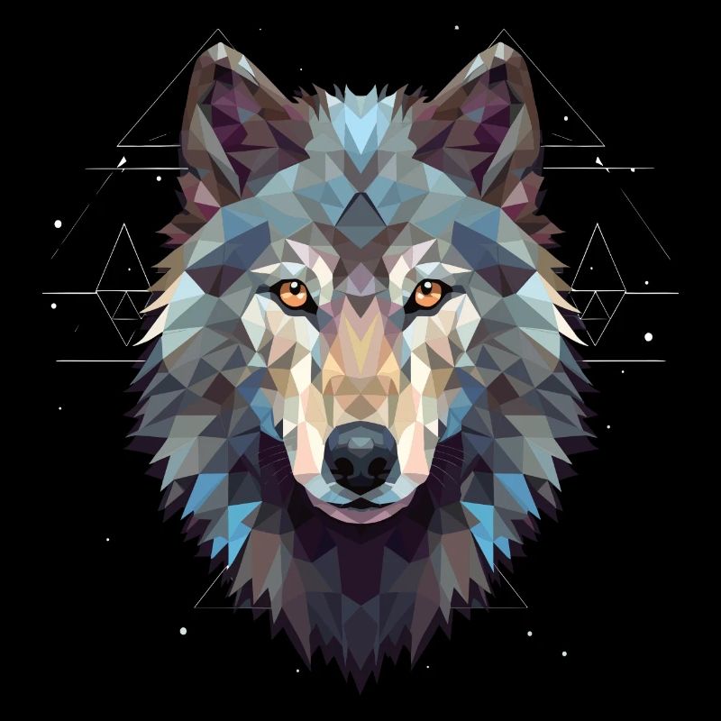 Geometric wolf's head