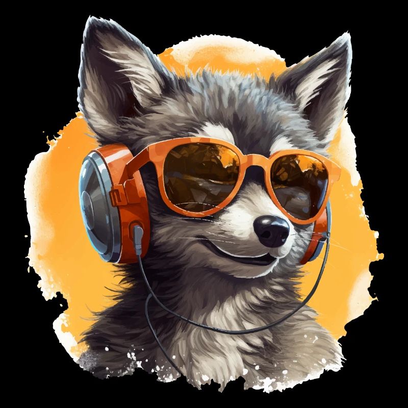 Wolf Design Wolf mit Headset Musik & Gamer
