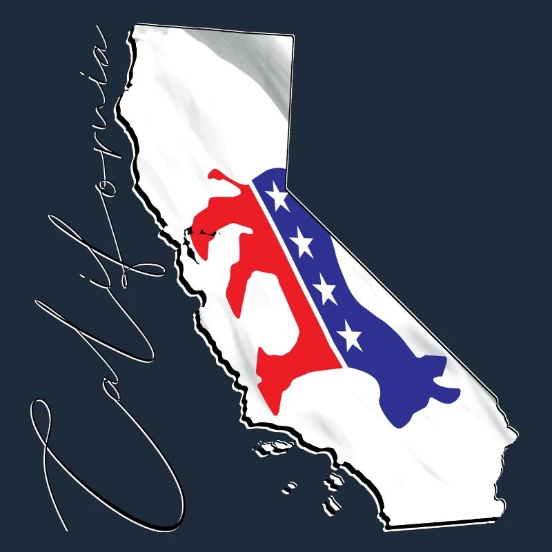 Democrat Flag in California State Map CA
