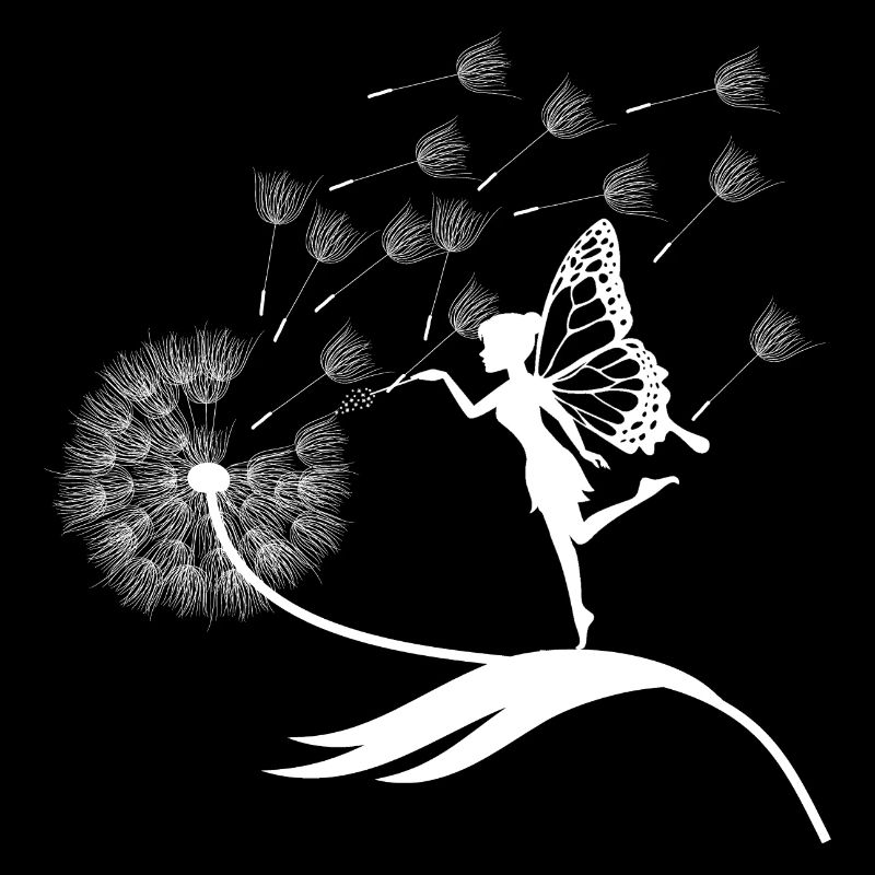 Papillons design puste fleurs prairie coeurs fées