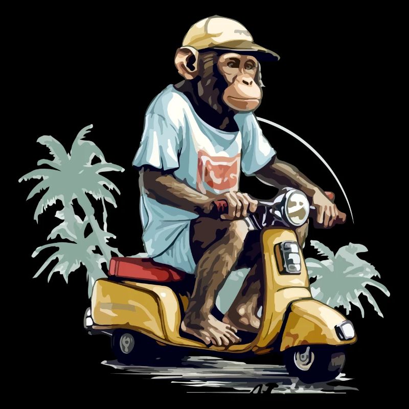 Kiki the monkey on the scooter
