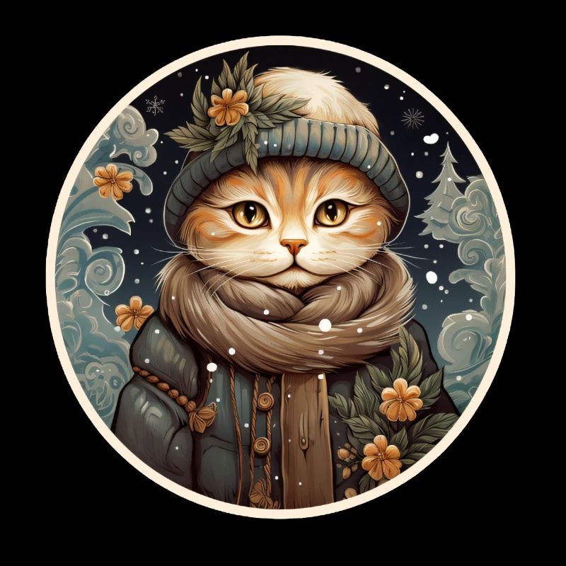 chat élégant dans un paysage d’hiver